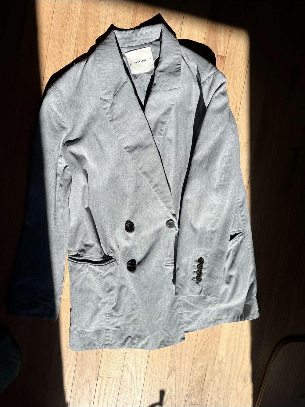 *LIKE NEW* Everlane Double-Breasted Blazer in Buttersmooth, Heather Steel, OO